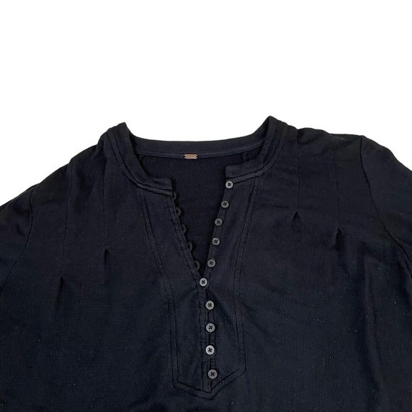 Free People Your Girl Henley Tunic Ruffle Black Small - Picture 13 of 16